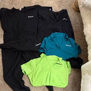 Medtronic Black scrubs and Green and teal logo polos Scrub Tops. Various sixes
